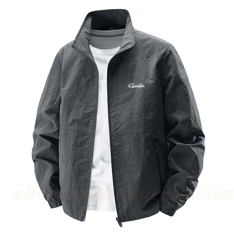 

Gamakatsu Мужская куртка для рыбалки, тонкая весенне-осенняя куртка для отдыха с воротником-стойкой, модный спортивный топ на открытом воздухе