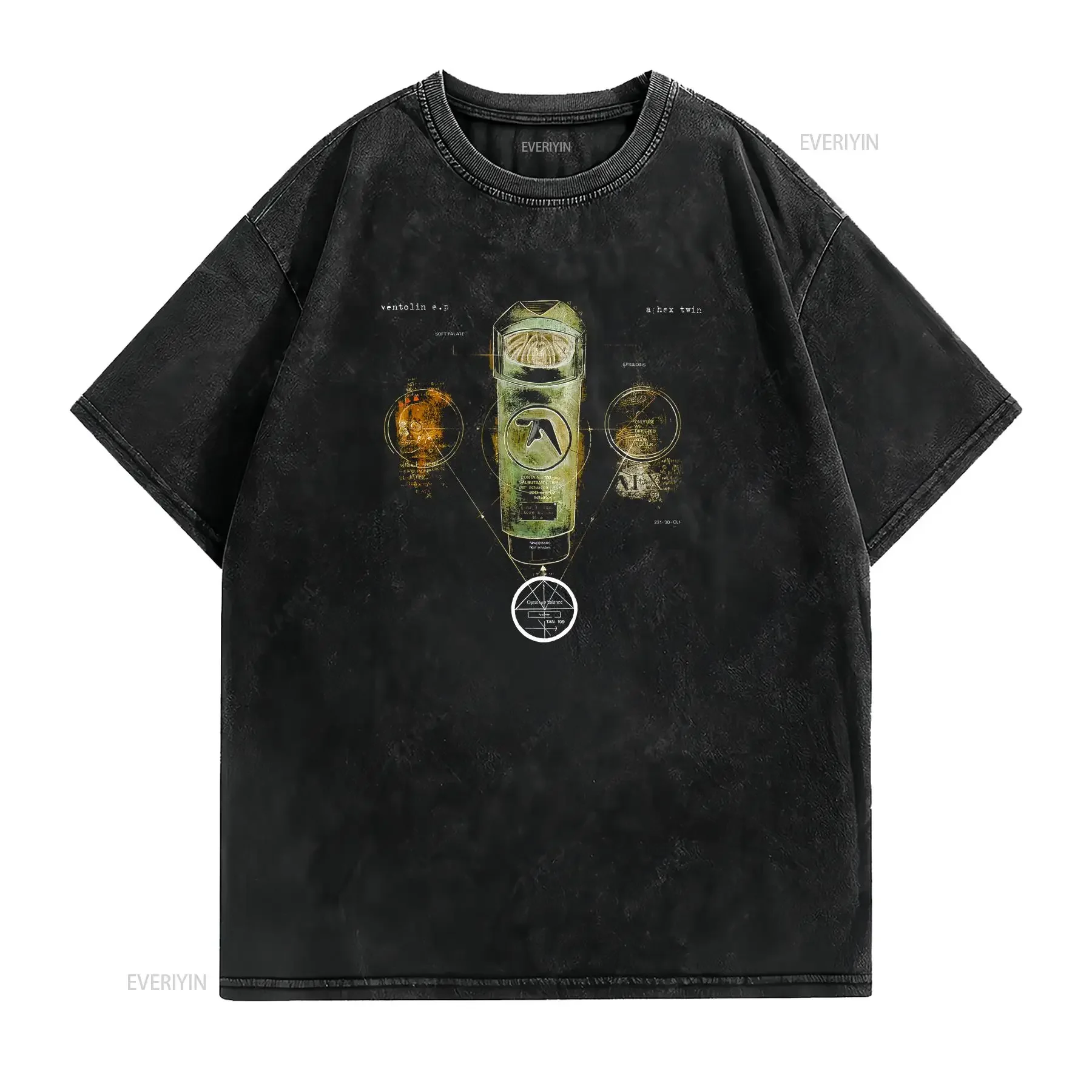 تي شيرت Aphex Twin Ventolin بأكمام طويلة أو قصيرة عتيق مغسول ومريح وناعم ورسومات عصرية للجنسين ملابس خروج
