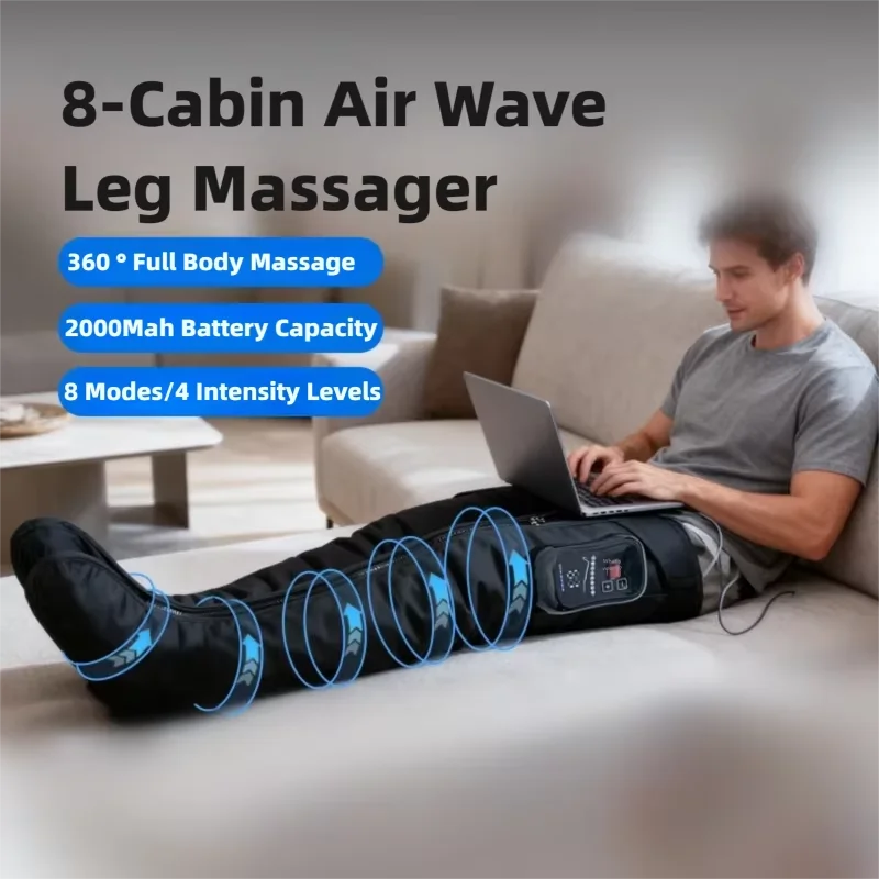 

Upgraded 8-Chamber Airbag Leg Massager Extended Air Pressure pants Airbag Kneading Massager Thigh and Foot Massager.