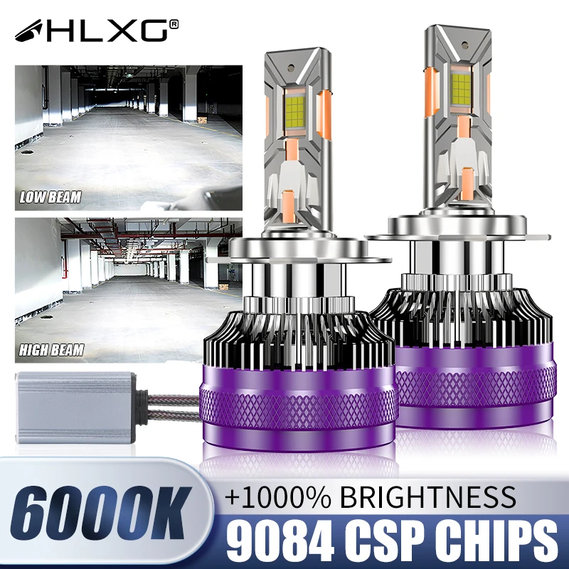 

HLXG H7 H4 H11 Светодиодные фары Canbus 24PCS 9084 CSP H1 H8 H9 H11 9005 HB3 9006 HB4 9012 HIR2 3 Медная трубка Противотуманные фары 12V 6000K