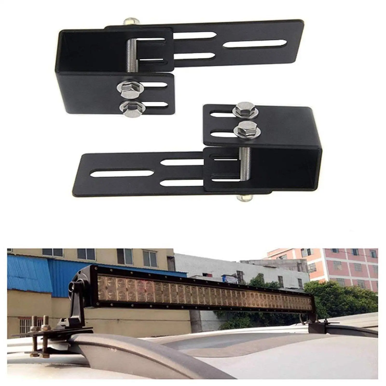 2Pcs Light Bar Mounting Brackets Car Luggage Roof Rack Driving Light Clip Clamp Bracket for Vehicles Work Light Bar SUV Car