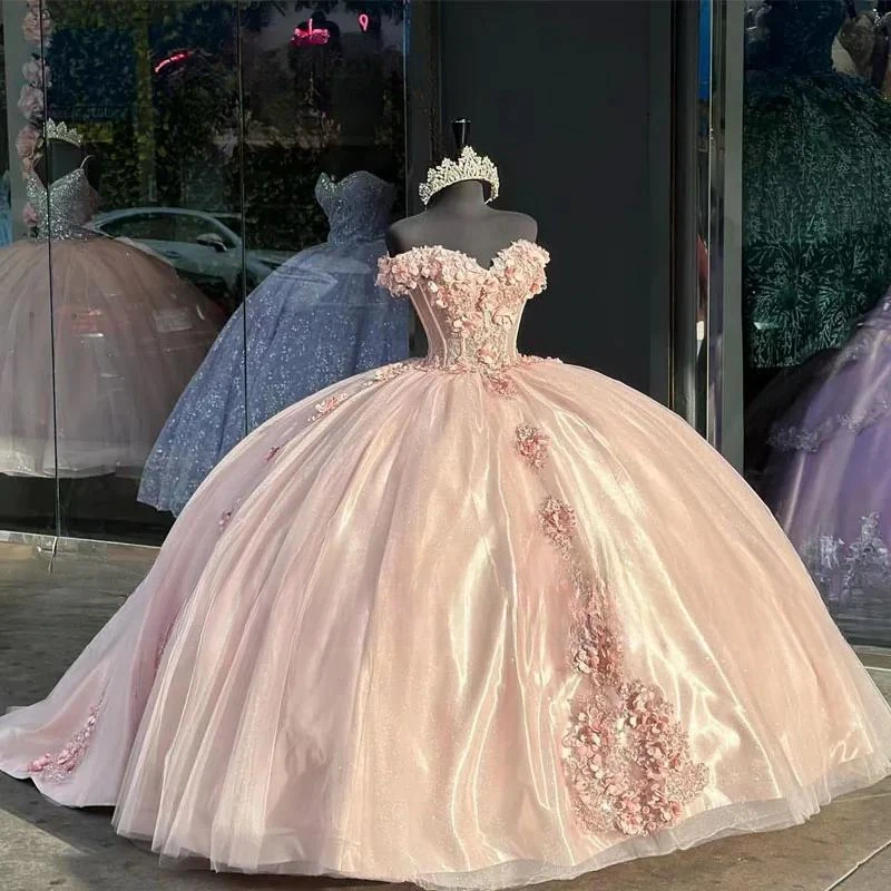 Vestidos De Quinceañera De Cenicienta rosa brillante, Vestido De baile, apliques, vestidos De fiesta, dulce 16, 2024