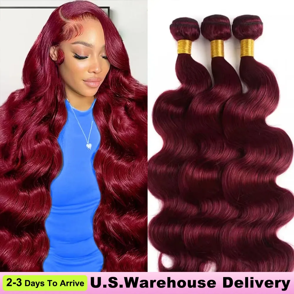 

Натуральные волосы для наращивания, 30-40 дюймов, 99J, волнистые пучки, бордовые, 3-4 пучка, необработанные, натуральные человеческие волосы