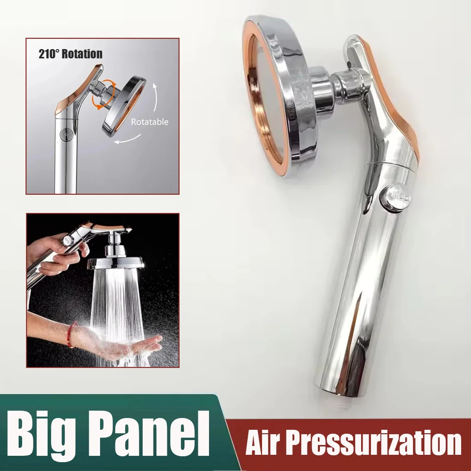 Nuevo cabezal de ducha de alta presión, Panel grande, cabezales de ducha de gran flujo, ahorro de agua, boquilla de pulverización de agua con parada de una tecla, accesorios de baño