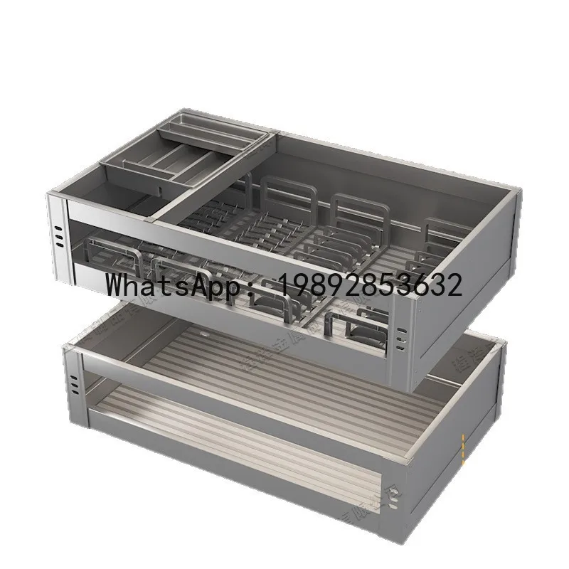 HYS pull basket kitchen cabinet stainless steel bowl basket, drawer type storage drain dish rack