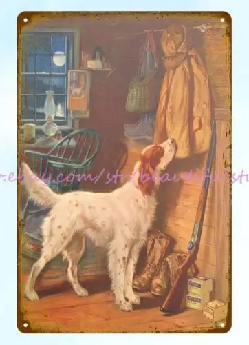 1955 Sports Afield hunter horse dog metal tin sign cute home decor