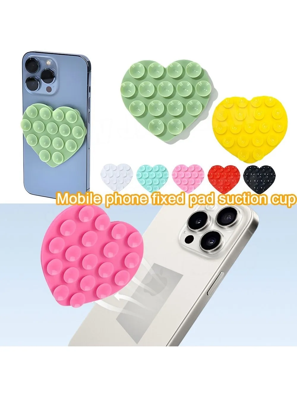 JXWANCF Support de ventouse lavable mains libres pour téléphone portable à absorption Support de ventouse en forme de coeur ventouse en Silicone