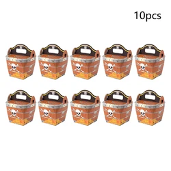 10pcs Pirate Treasure Boxes Paper Candy Gift Box Kids Trick Or Treat Halloween Party Supplies Pirate Themed Birthday Decor