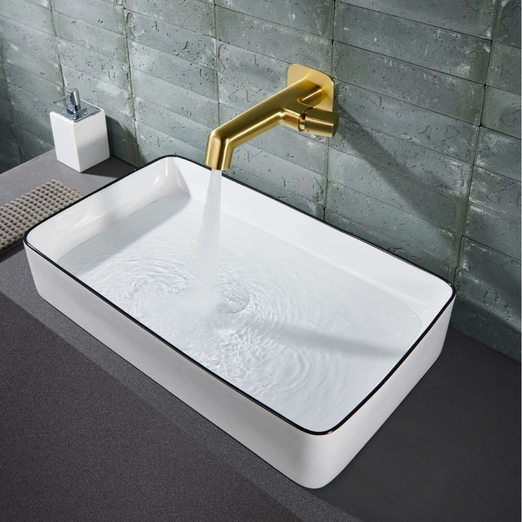 

Wall-Mounted Brass Brushed Gold/Gold/Grey Bathroom Basin Faucet Single Hole Mixed Hot And Cold Water Washbasin Tap for Bathrooms