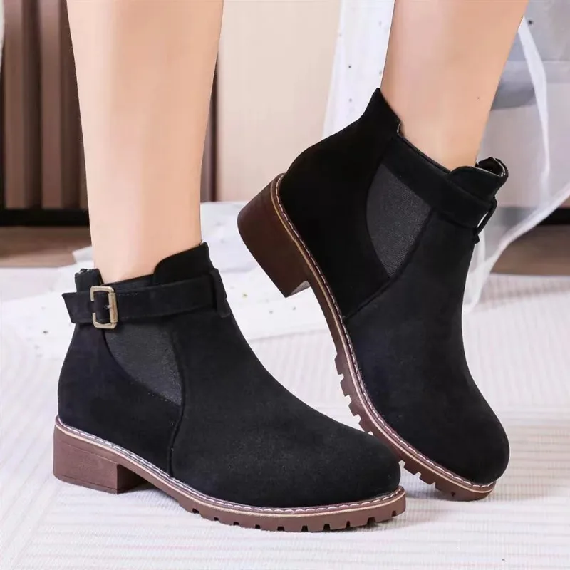 

Ankle Boots Woman Shoes Footwear Luxury Winter Punk Plus Size Black New in Comfortable Low Heels Casual Cheap Clearance on Sale