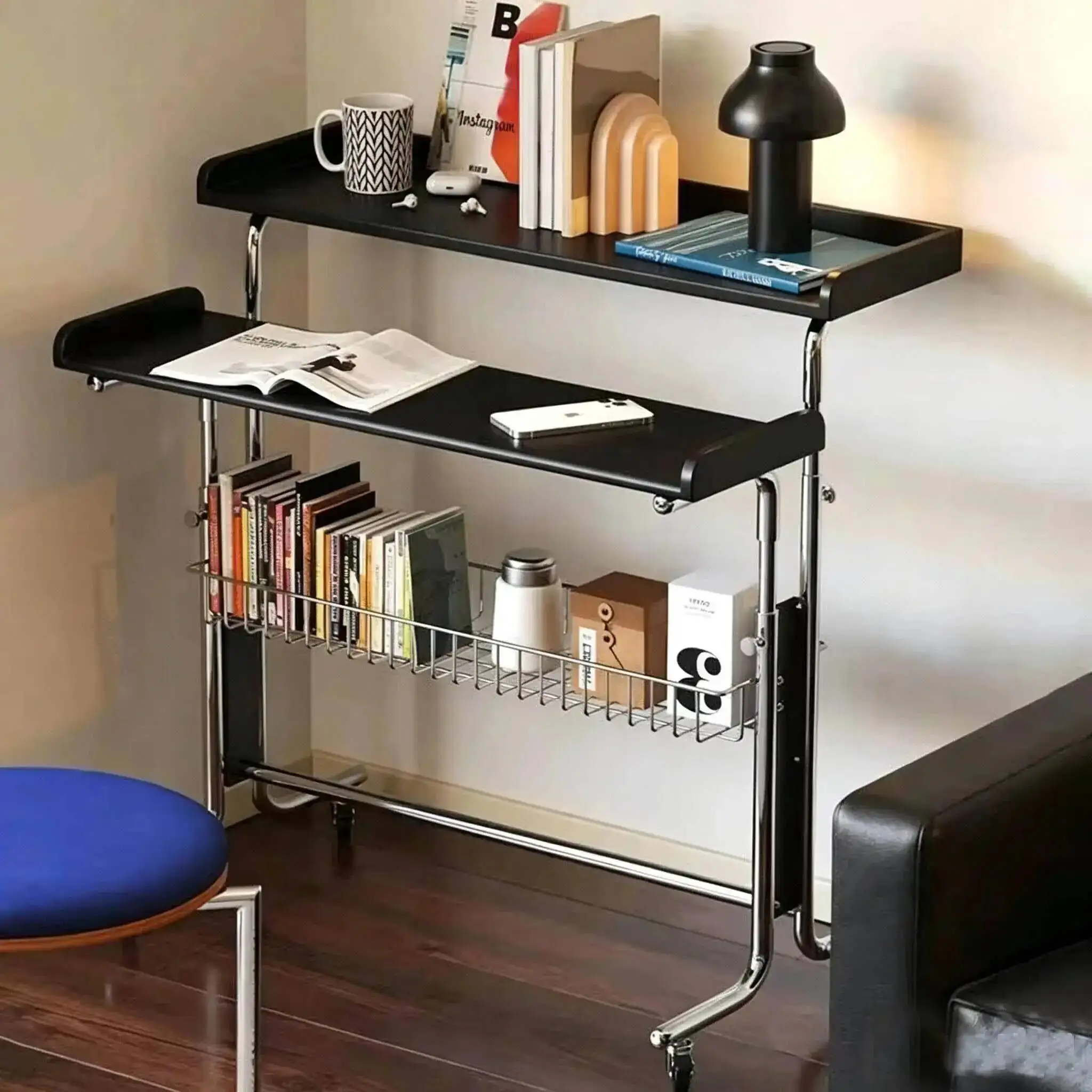 Computer Office Nordic Vintage Solid Height Adjustable Wood Desk Office Designer Movable Desks Table Home Narrow Sofa Side Table