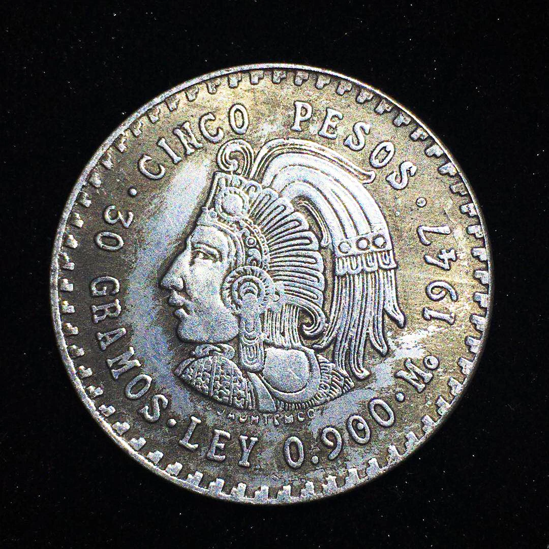 1947 Mexican 5 Pesos Silver Copy Coins Collection Maya Prophecy Calendar Decoration Coin Crafts Souvenirs Ornaments