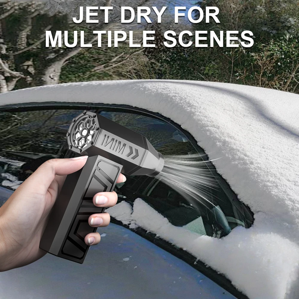 Turbo Fan Cleaning Jet Blower Tool Blowing Snow Electric Air Duster Type-C Charging 4 Gears Adjustable 130000RPM