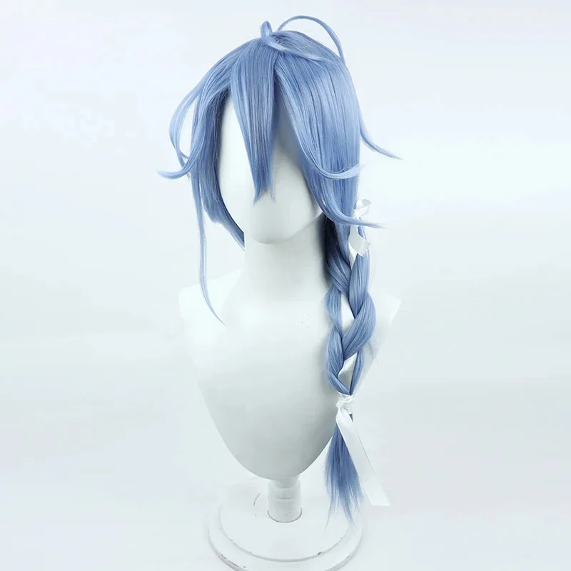 

2 Types Game Nu: Carnival Edmond Cosplay Wig 60cm Long Blue Braids Heat Resistant Synthetic Halloween Party Wigs + Wig Cap