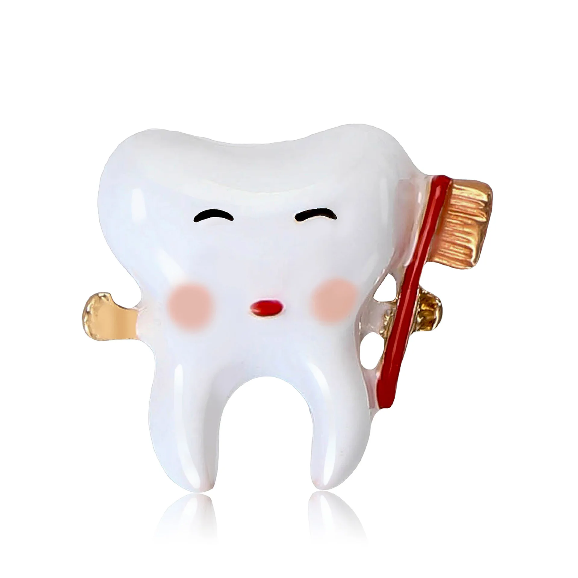 

Creative Oil Drip Toothbrush Tooth Brooch In Neutral 2-Color, Suitable For Casual Medical Room Work Clothes Accessory Gifts