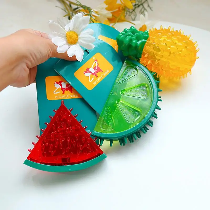 Puppy Chewing Toy Durable Teether Cooling Chew Toys With Fruit Shape Design Tough Freezable Puppy Froze Teething Toys For