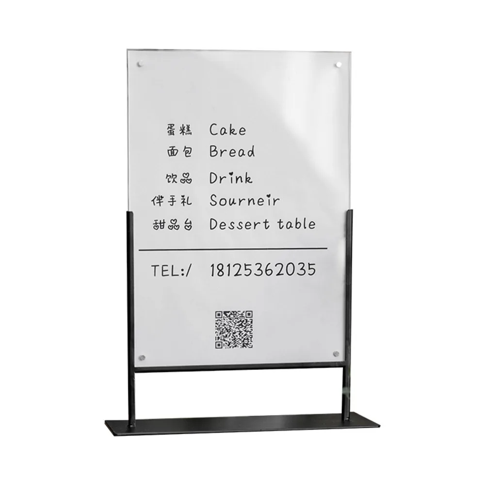 Acrylic Magnetic Desk Sign Iron Metal Advertising Poster Frame Stand Menu Holder Price Tag Label Display Tabletop Introduction