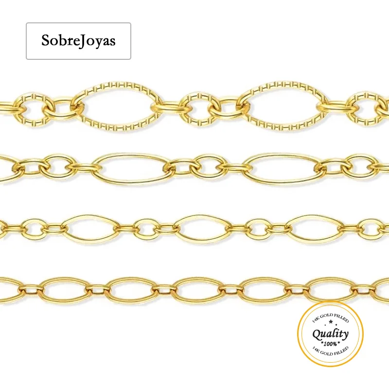 

14K Gold Filled Oval Chain Necklace 1 Meter Three Sizes 3.43MM 3MM 2.7MM Minimalist Gold Jewelry DIY Four Styles Chain