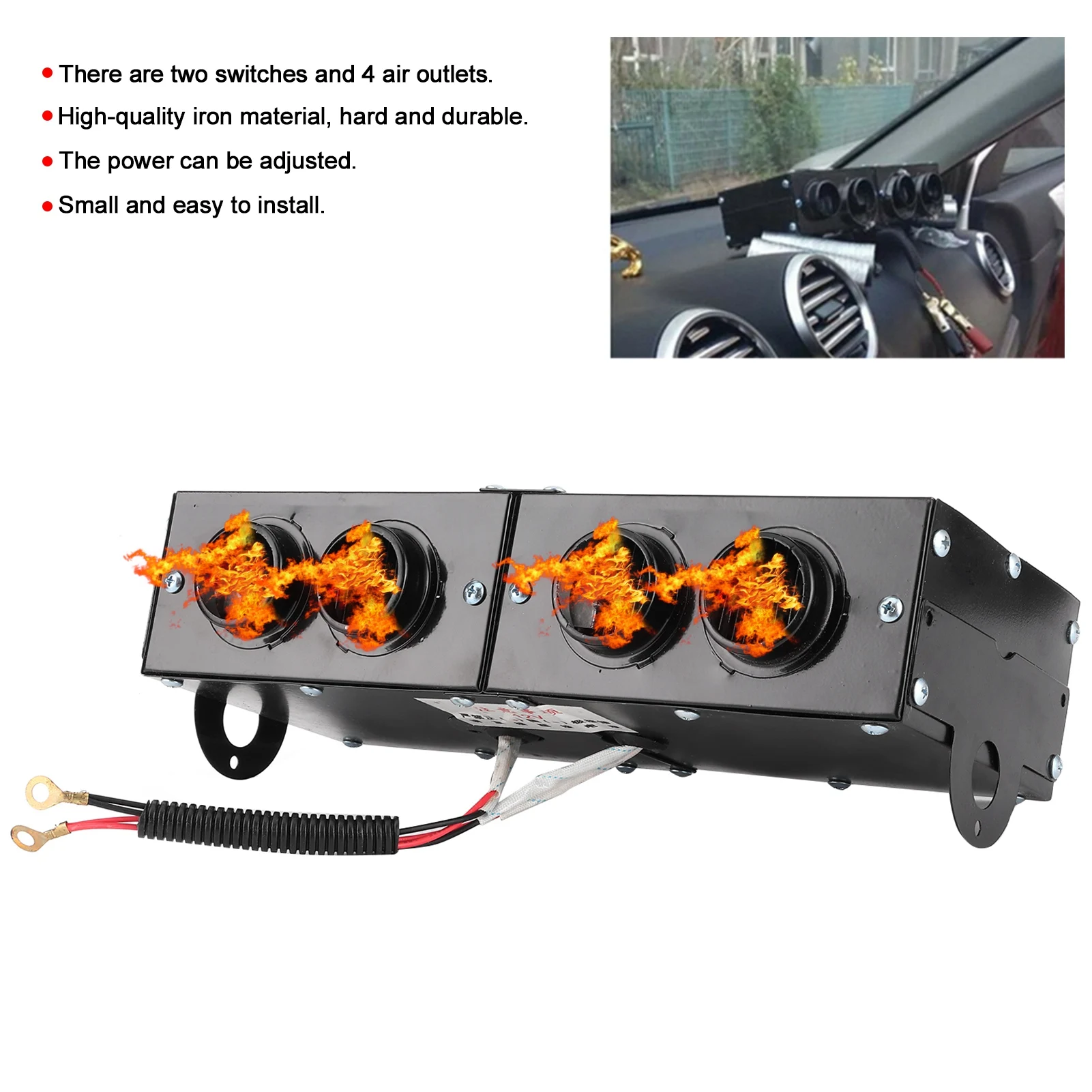 4 Hole Car Heating Car Defogger Car Heater Defogger Auto 4 Hole Heating Fan 12V Defroster Defogger 800W Car Defroster Car Heater