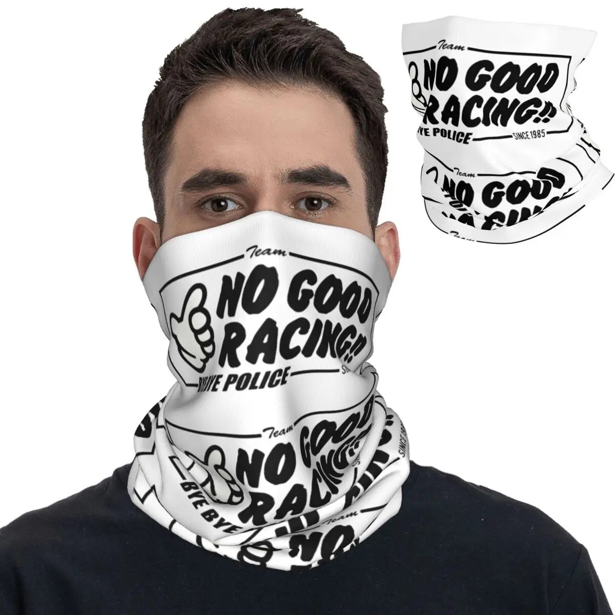 No Good Racing JDM Japanese Bandana Neck Cover Printed Mask Scarf Multi-use Balaclava Cycling for Men Women Adult Breathable