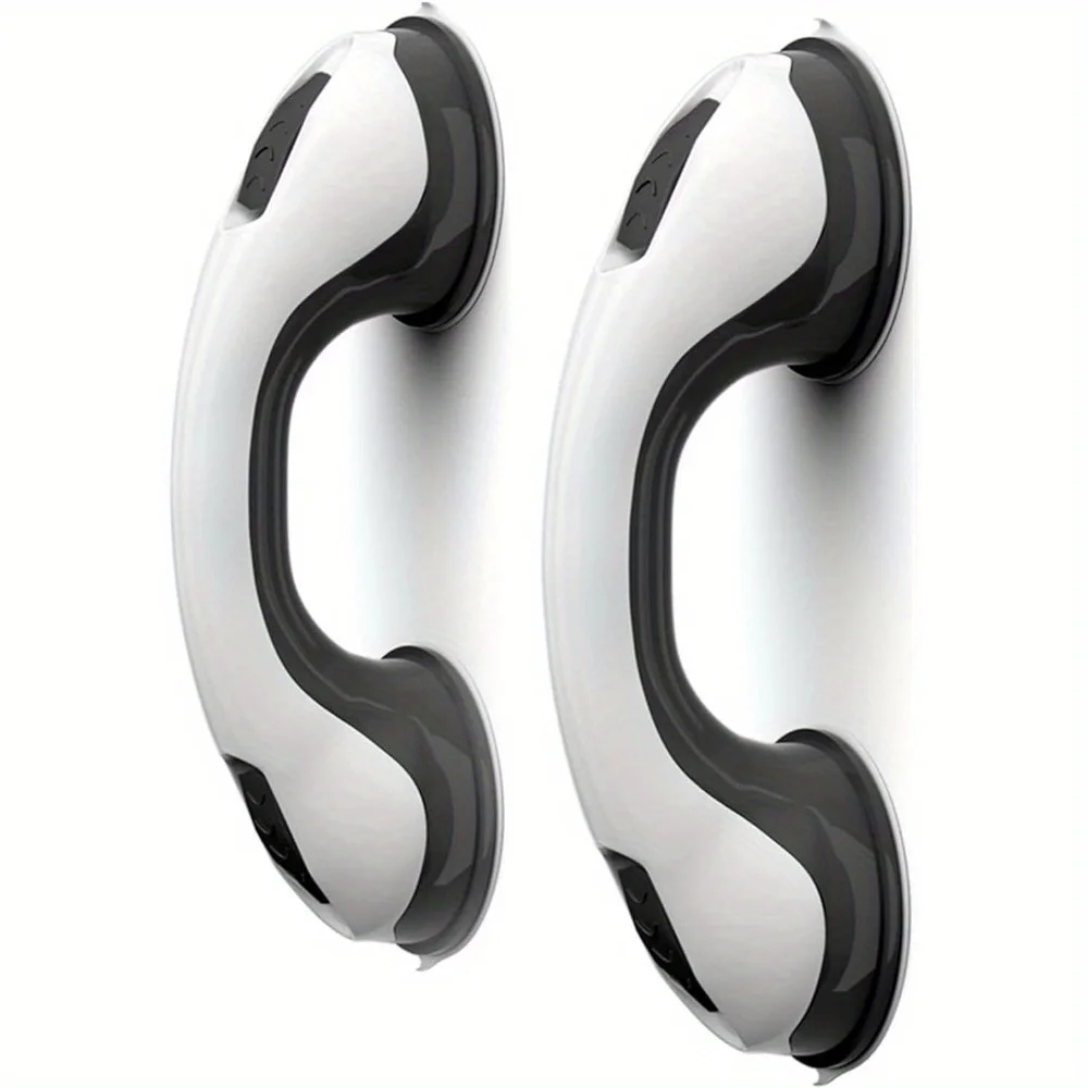 

2 Pack Bathtub 12 Inch Shower Grab Bars with Strong Suction Cup for Elderly, Disabled and Kids (Black)