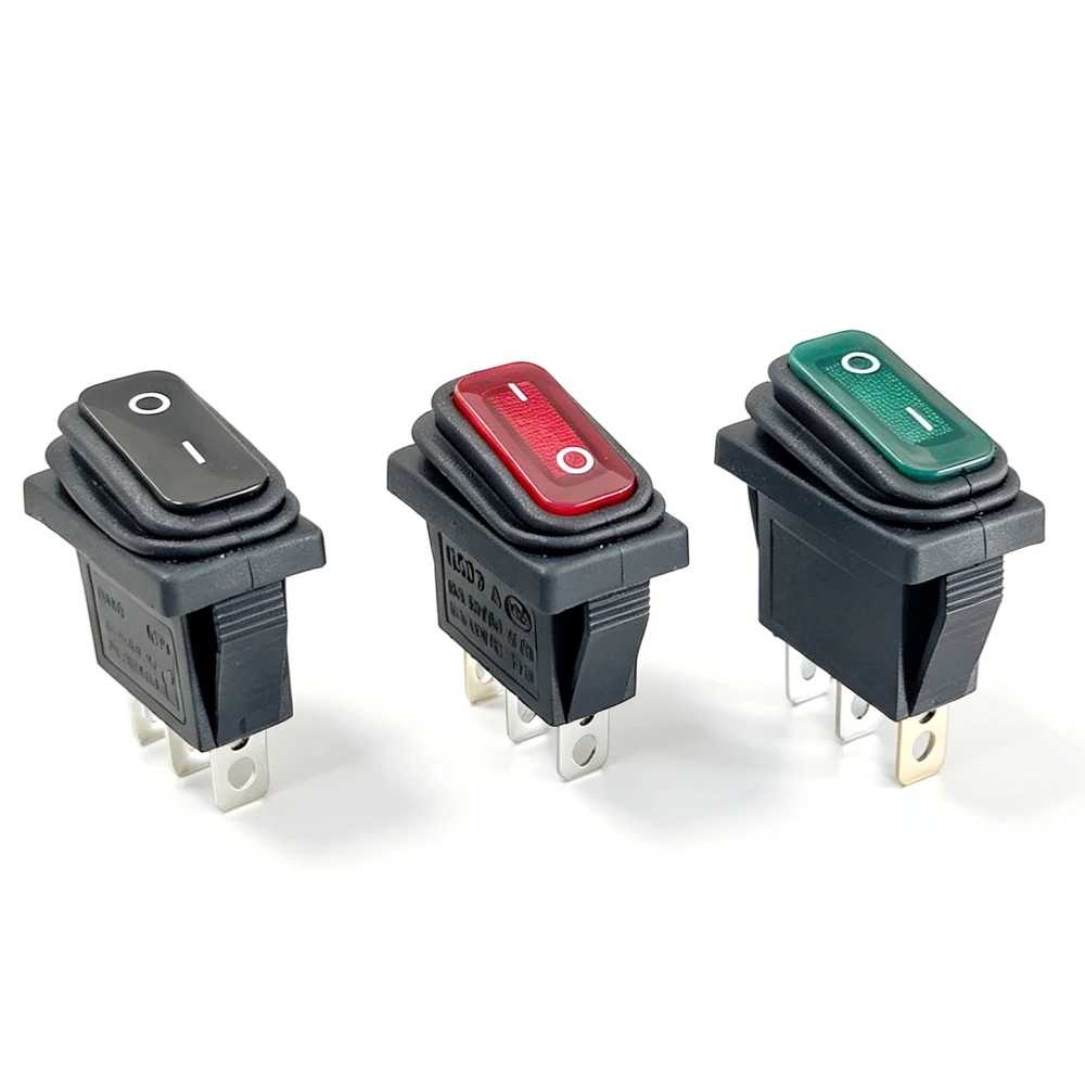 1PC KCD3 Rocker Switch on Off 20A 125V 15A 250V AC Heavy Duty DPST Sealed Waterproof Toggle Switch 3 Pin for Auto Boat