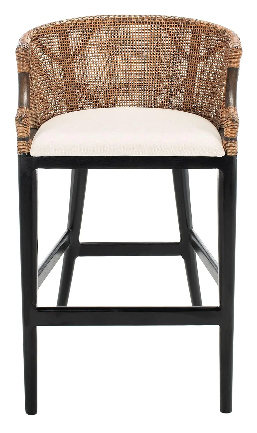 

Home Collection Tropical Coastal Natural Wash/Black Legs/White Cushion Solid Wood 30-inch Bar Stool (Fully, Customized