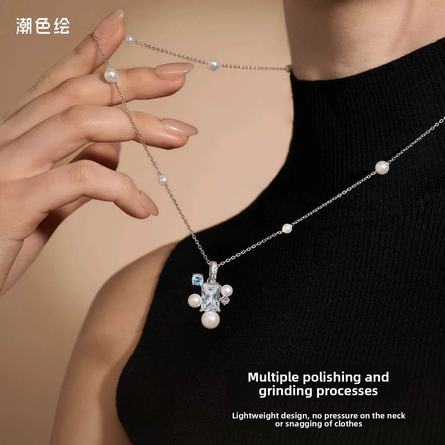 

Genuine Tide Color Bubble Pearl Sweater Chain, Stacked Necklace Sweet Girls Birthday Gifts