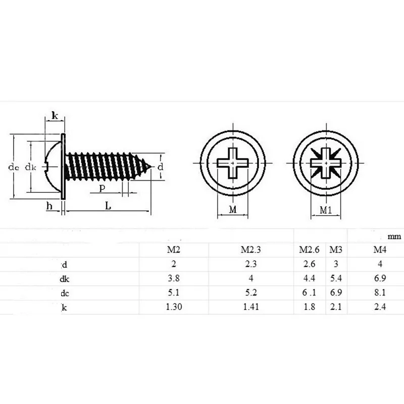 Vis à bois à tête Phillips M3 304 en acier inoxydable, vis autotaraudeuses rapides en métal