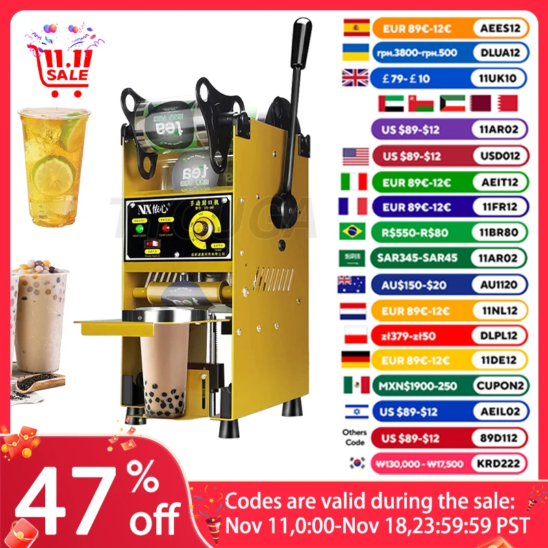 Macchina per sigillare bevande per tazze Macchina per sigillare il tè al latte Macchina per sigillare il succo di caffè commerciale semiautomatico per bevande al latte di soia 220V