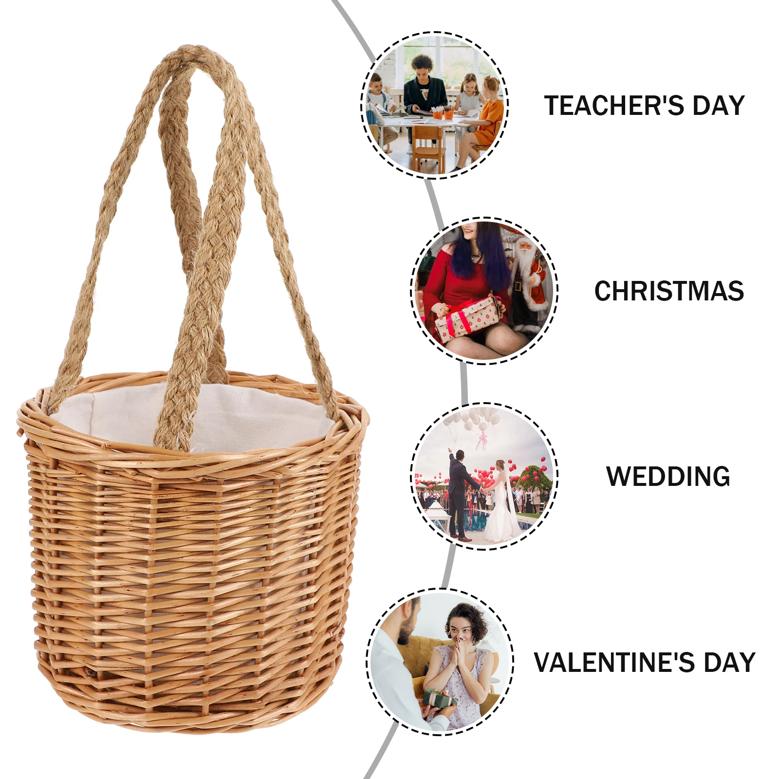 

Деревянная корзина для хранения, экологически чистая свадебная коробка конфет, тканая корзина для покупок для пикника, тканый подарочный контейнер для овощей и фруктов