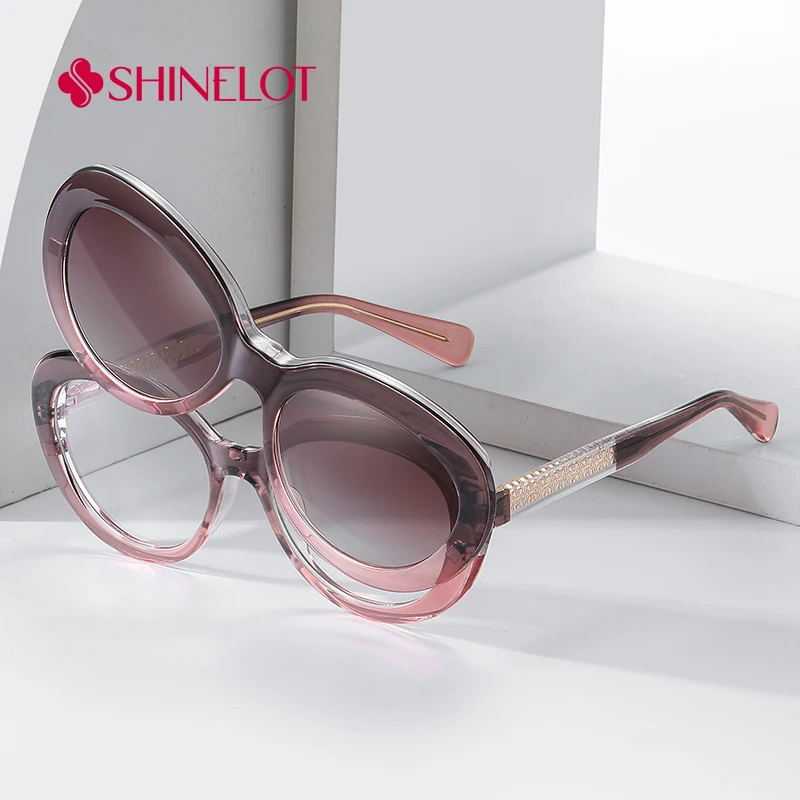 

81639 Cute Magnetic Oval Women Clip on Sunglasses Polarized Sun Glasses Female Shades Party Outdoor Urban Lady Eyewear