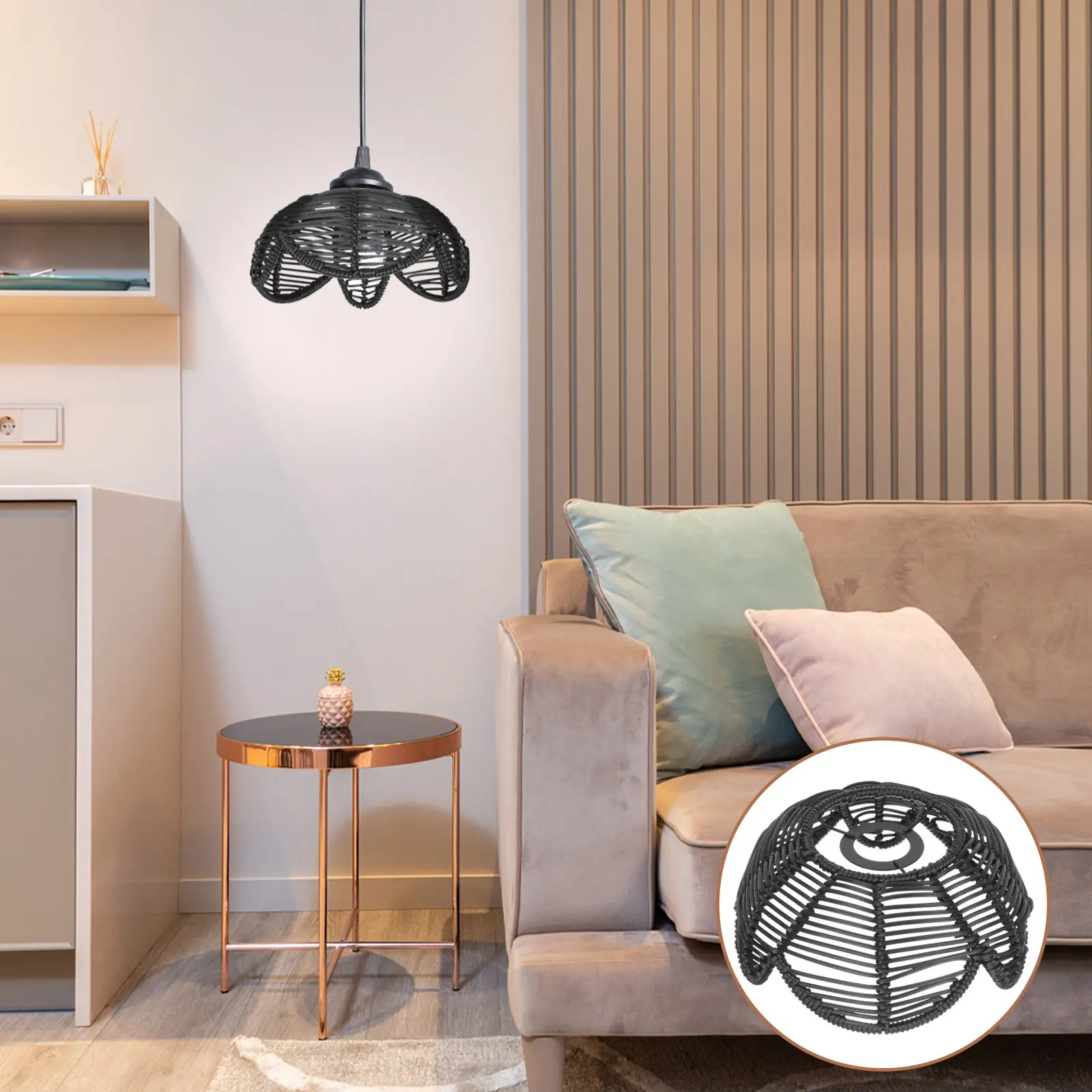 

Натуральный абажур в форме лотоса, элегантный плетеный дизайн, для дома, кафе, подвесных, настольных и настенных светильников, сменный плафон для лампы