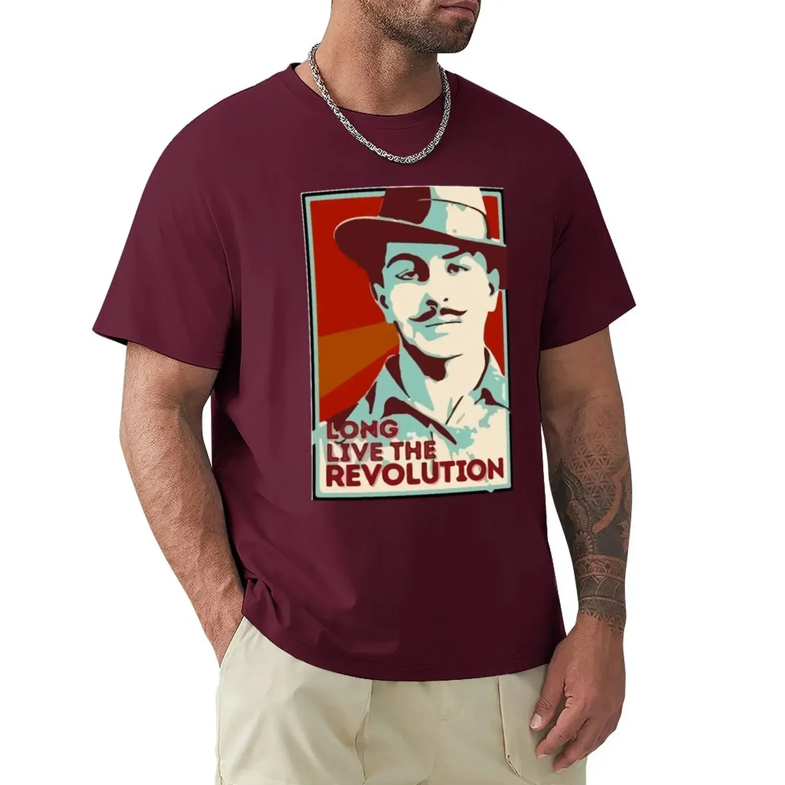 Korean fashion vintage clothes anime clothes for men harajuku oversized graphic COTTON Shaheed Bhagat Singh Revolution T-Shirt