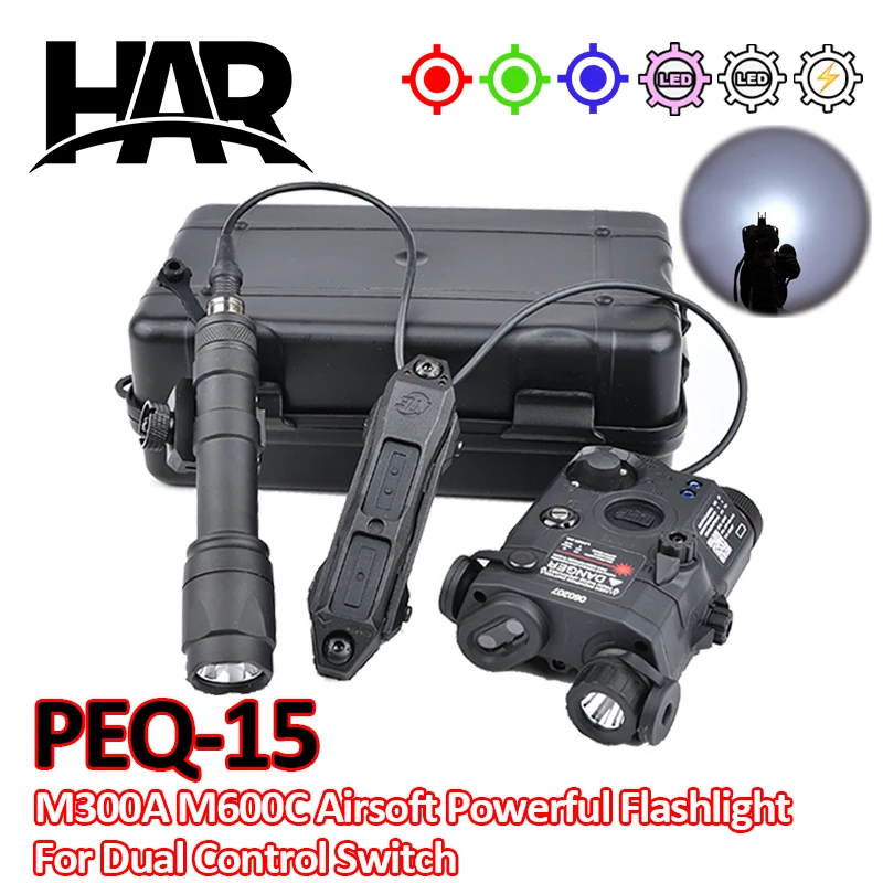 

WADSN Airsoft M600 M300 PEQ 15 Powerful Surefir M300A M600C Flashlight Dual Control Switc DBAL OGL NGAL PEQ15 Fit 20mm Rail X300