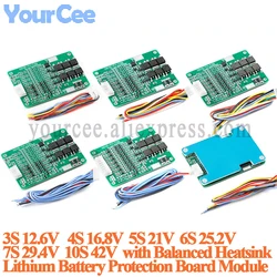 3S 4S 5S 6S 7S 10S 15A BMS 20A 18650 Lion Lithium Battery Protection Board Module with Balanced 12.6V 16.8V 21V 25.2V Heatsink