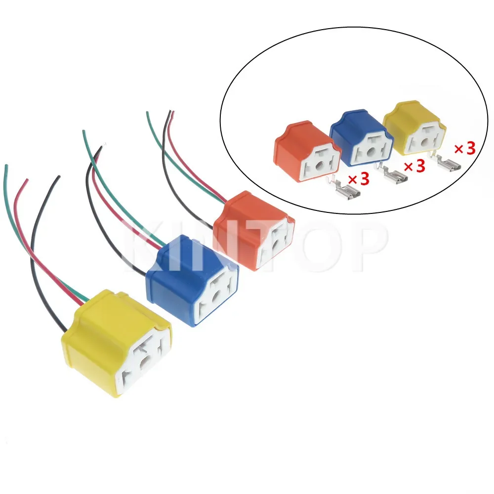 1 Set 3 Pins H4-2A Automobile Wiring Terminal Plug Auto AC Assembly High Temperature Resistant Socket H4 Auto Relay Lamp Holder
