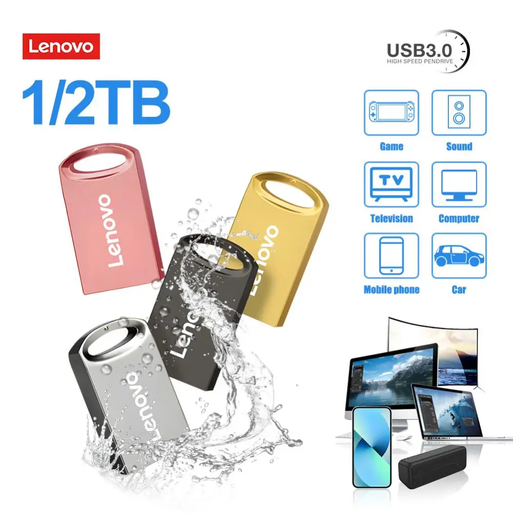 Lenovo Originele Metalen Usb Flash Drive 2Tb 1Tb Grote Capaciteit Draagbare Pendrive Usb3.0 High-Speed File Transfer Waterdichte U Disk