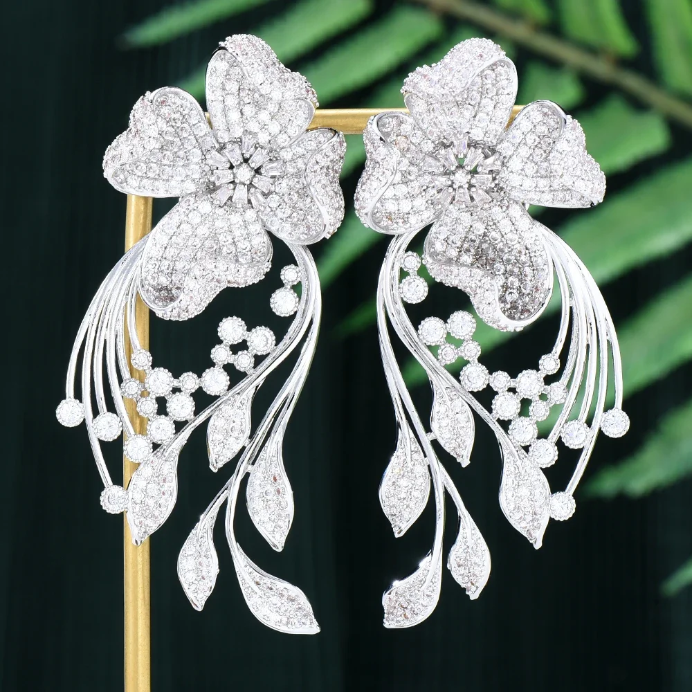 

Kellybola Brand New Luxury Romantic Shiny CZ Drop Dangle Long Earrings For Women Wedding Bridal Jewelry Aretes De Mujer Modernos