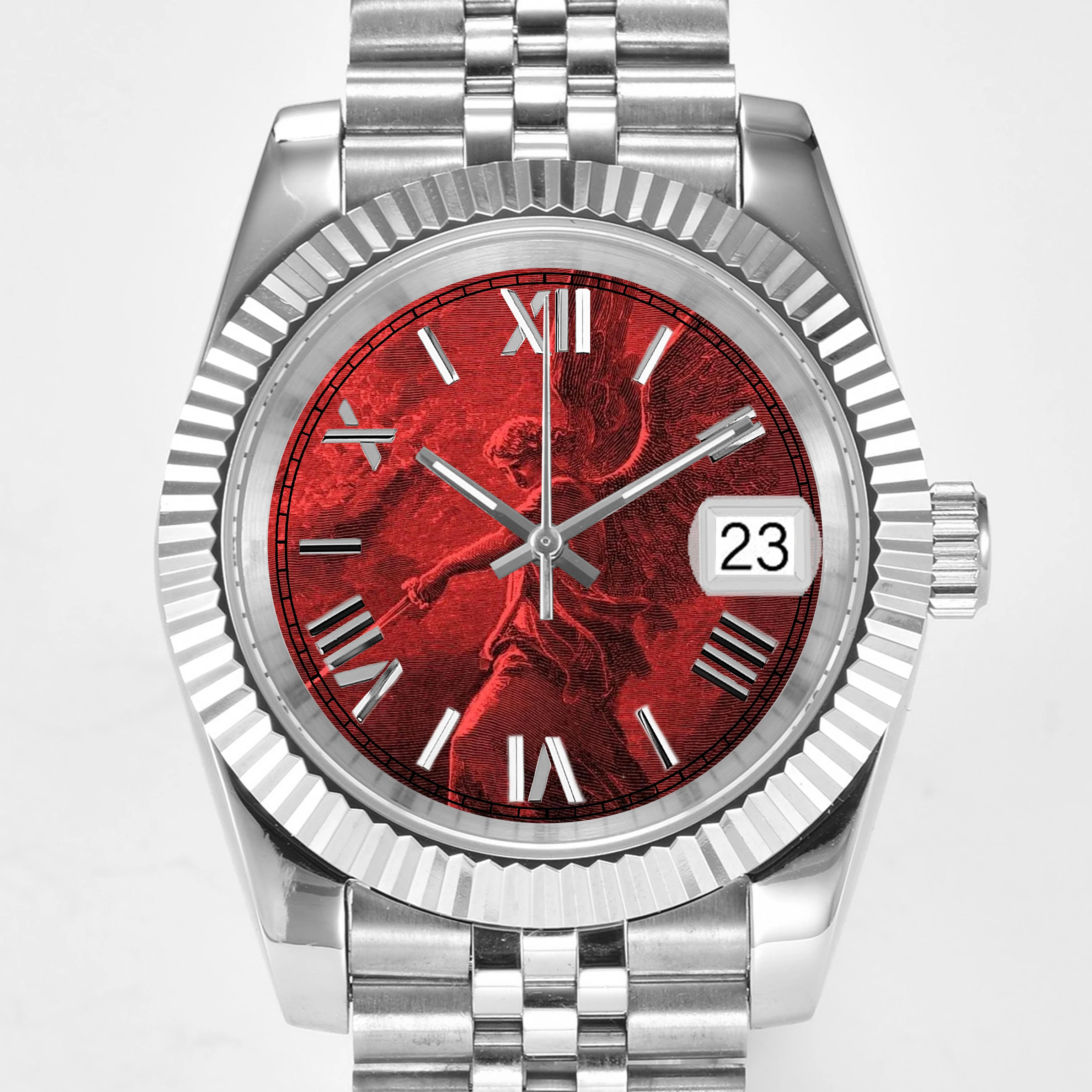 

NH35 Автоматические часы 39/36 мм Корпус Ретро Ангел Картина Дизайн Нержавеющая сталь 316L Сапфировое стекло Водонепроницаемость 100 м