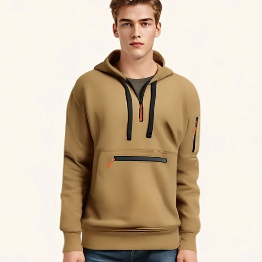 New men's hoodie cross-border hot item from Europe and America hooded zipper casual fleece long sleeved hoodie