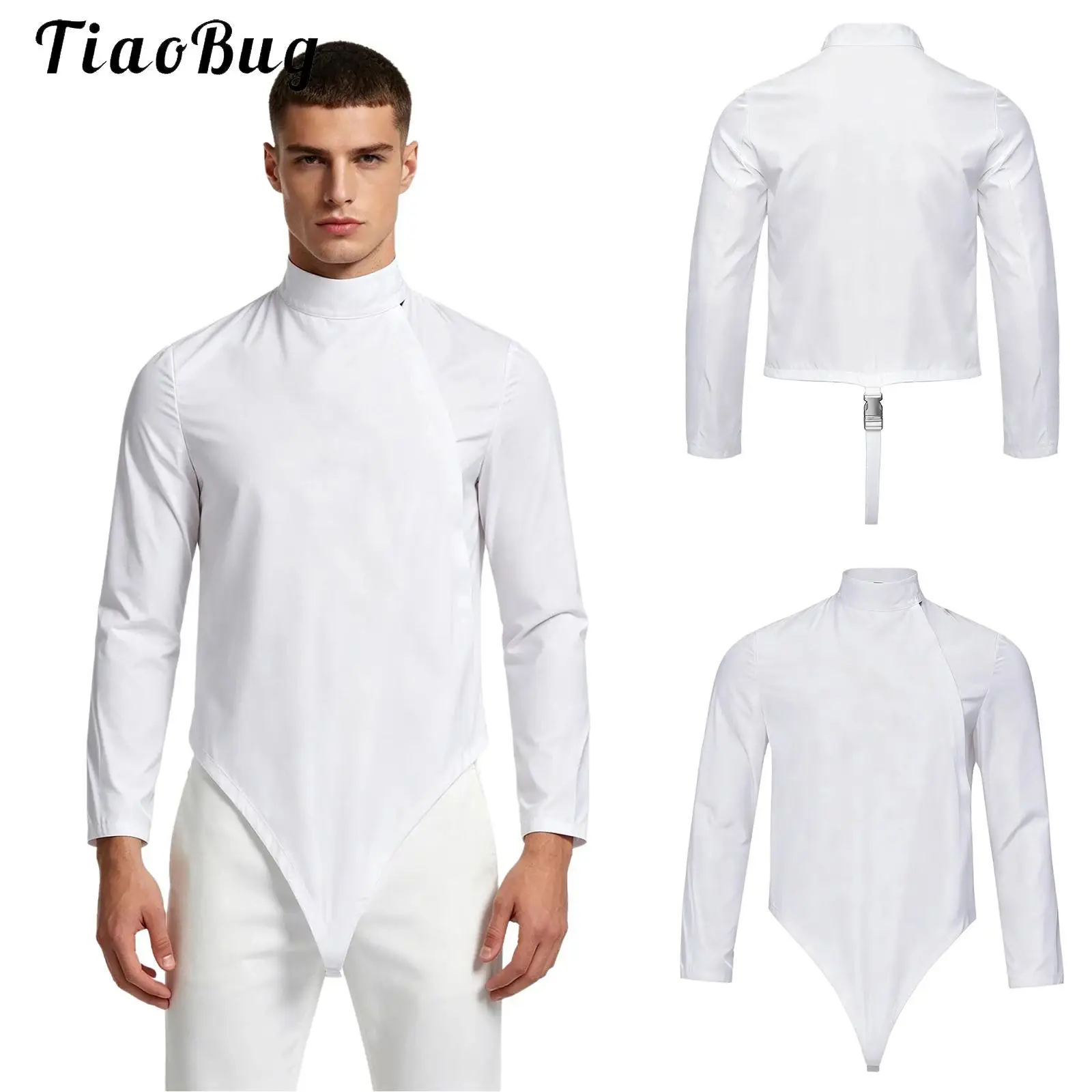 men-fencing-bodysuit-uniform-long-sleeve-side-front-zipper-buckle-crotch-leotard-for-competition-performance