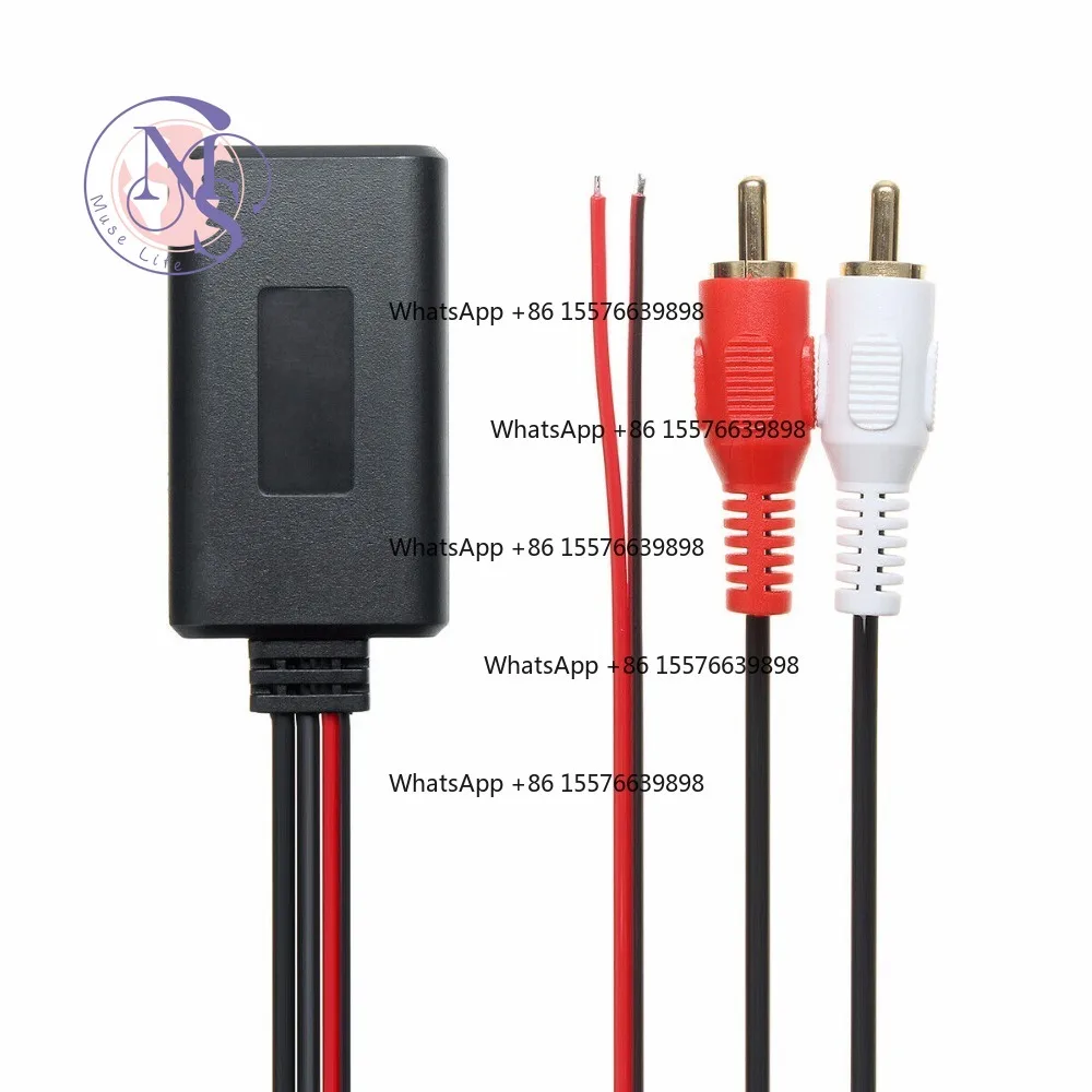 Universal Car Bluetooth Audio Cable, 2RCA Male Connector RCA Bluetooth AUX Cord