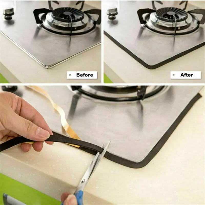 3 Rolls Kitchen Gas Stove Gap Sealing Adhesive Tape Anti Flouring Dust Proof Waterproof Sink Stove Crack Strip Gap Sealing