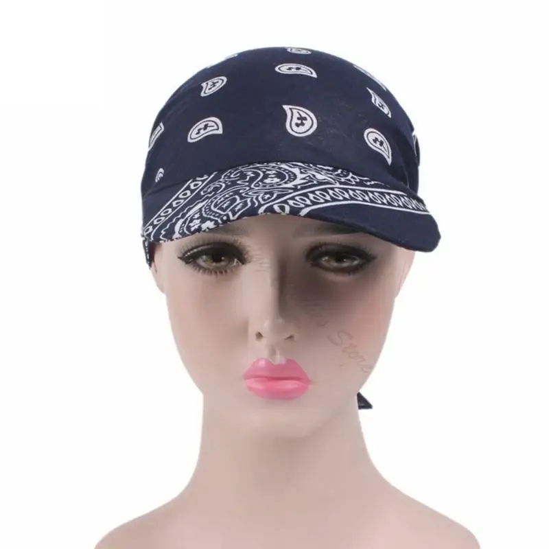 2PCS Women Assorted Paisley Print Bandana Head Scarf Hat Summer Outdoor Cotton Sun Visor Cap Bandana Baseball Cap