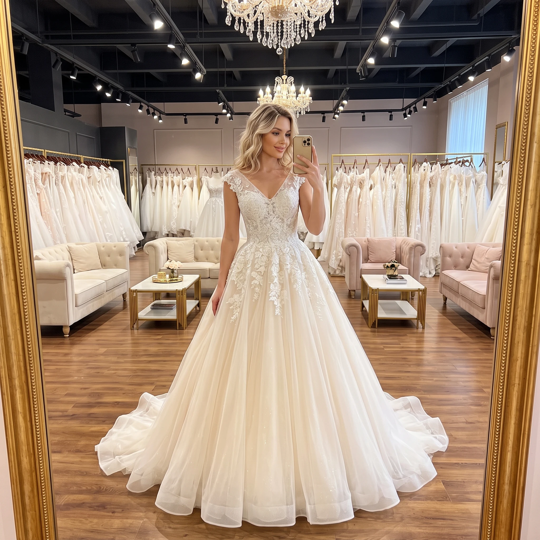 Elegant V‑Neck Cap Sleeve Wedding Dress Champagne Lace Appliques Glitter Tulle A‑Line Bridal Gown Chapel Train Plus Size Custom