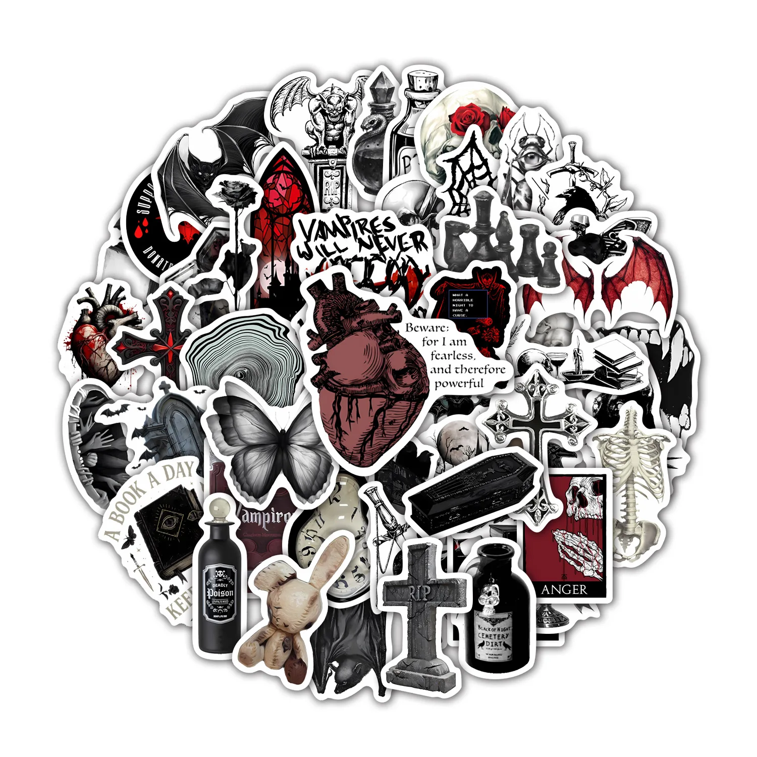 50 قطعة عناصر مصاص دماء ملصقات القوطية ملصقات صناعة يدوية سكرابوكينغ الهاتف الأمتعة سكيت الشارات مقاوم للماء