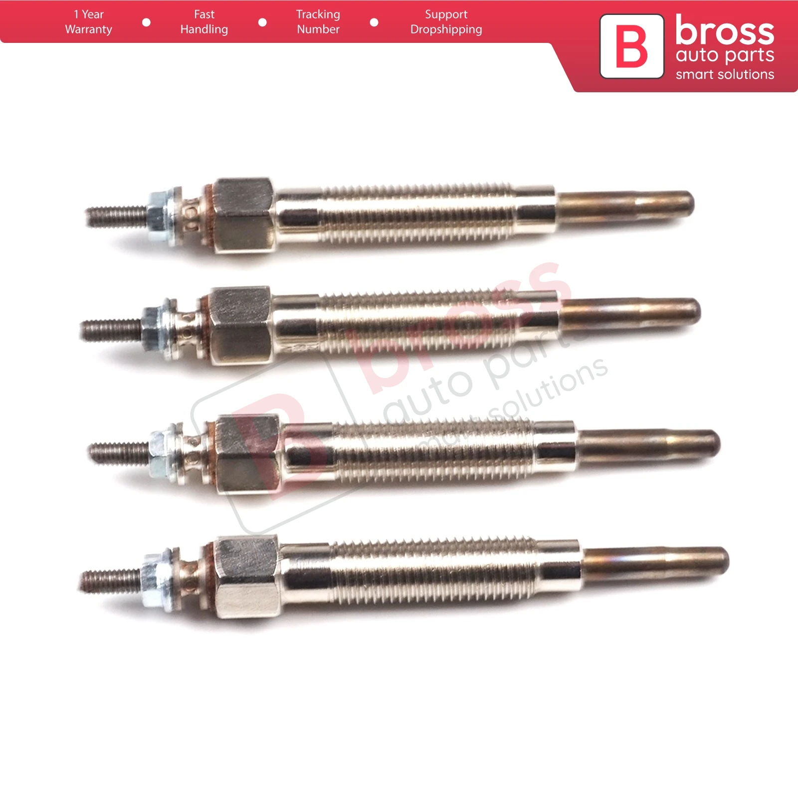 

Bross Auto Parts BGP57-1 4 Pcs Heater Glow Plugs GJ55MI, 0100226194 for Nissan Kia Hyundai Mitsubishi Ship From Turkey