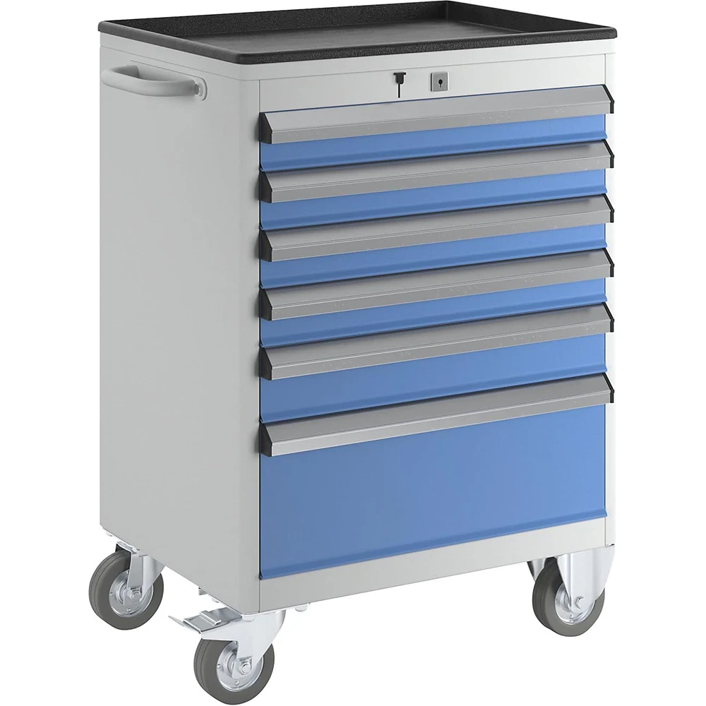 Blue And Grey 6-Drawer Rolling Tool Chest With Lock&Keys And Swivel Casters,Tool Chest