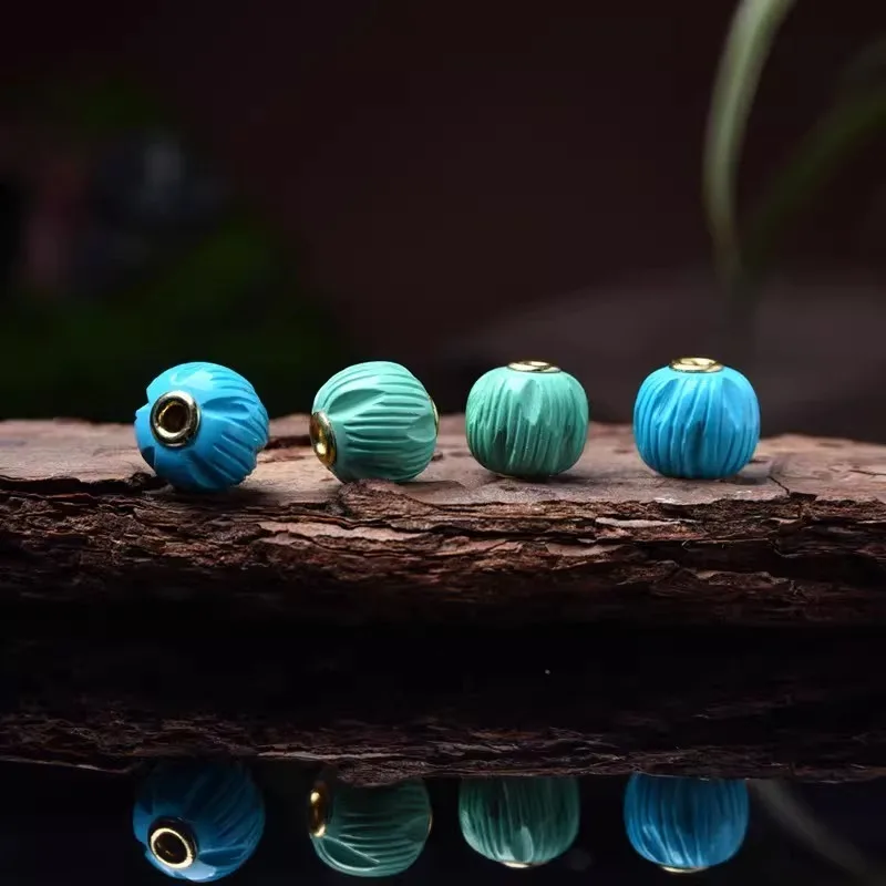 Turquoise passion seed bead spacer inlaid with loose beads